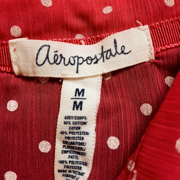 Aéropostale M Pink Polkadot Buttoned Sleeveless Blouse - Picture 7 of 7